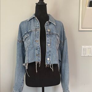 Zara Blue Cropped Denim Jacket